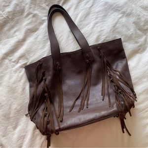 Claudia Firenze genuine fringe leather tote bag